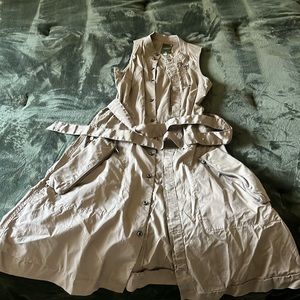 Khaki Cargo Utility Midi Denim dress